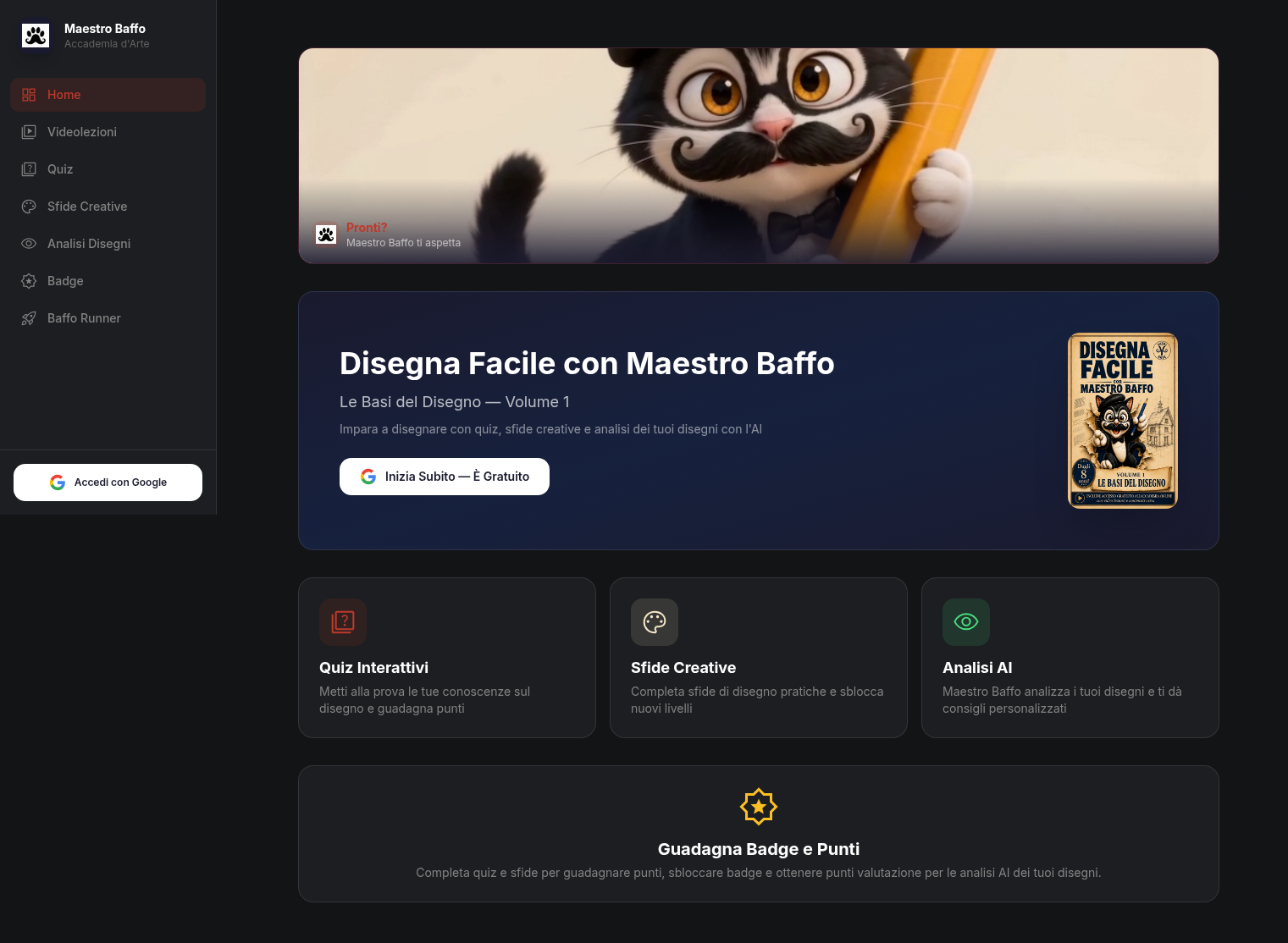 Maestro Baffo App — Accademia d'Arte digitale per imparare a disegnare