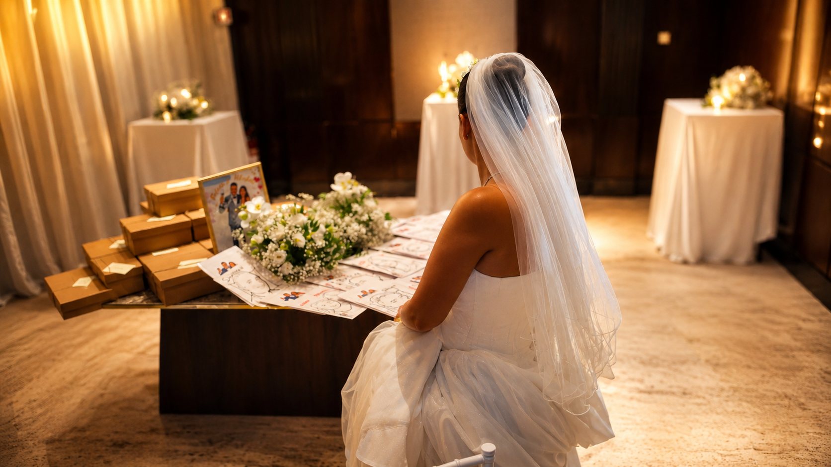 La sposa e i ritratti a tavola