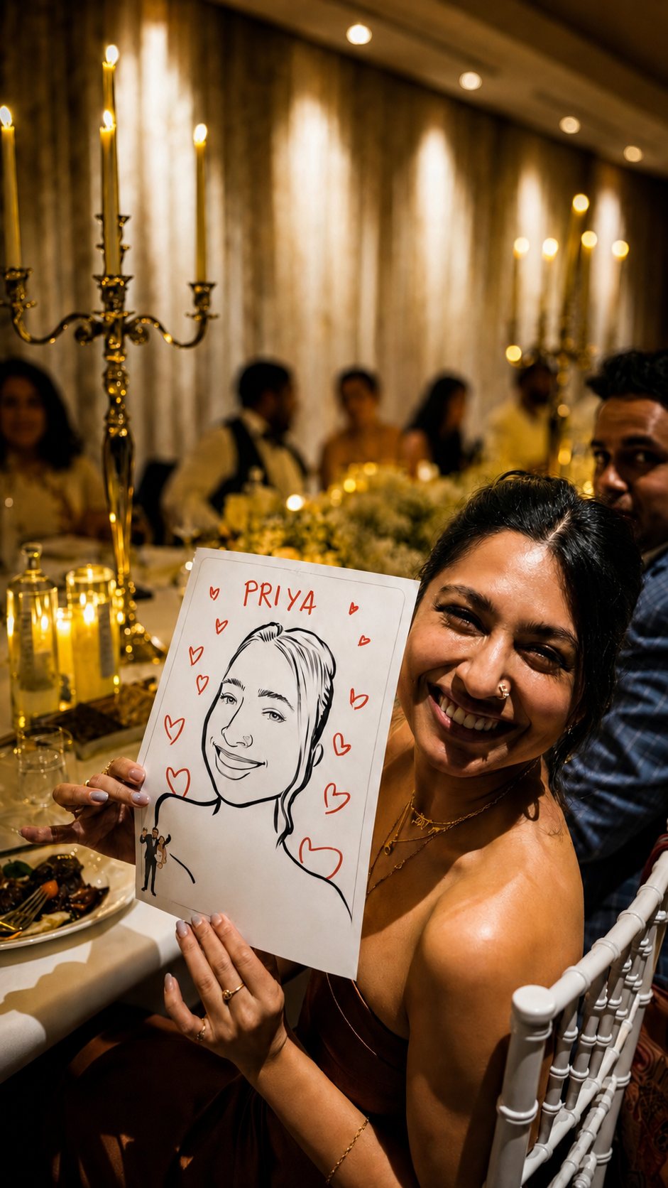 Caricatura durante la cena