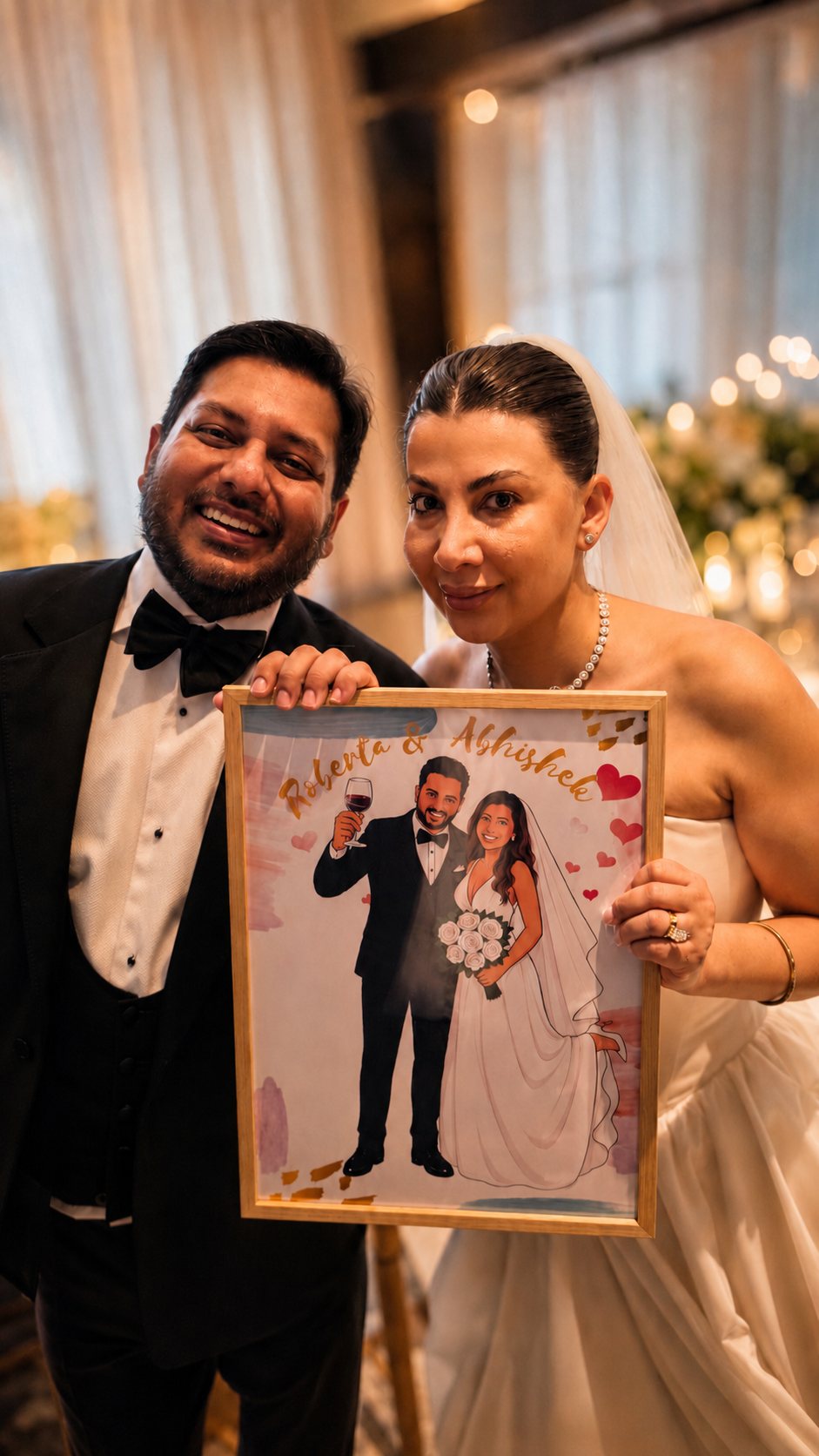 Roberta e Abhishek con il ritratto