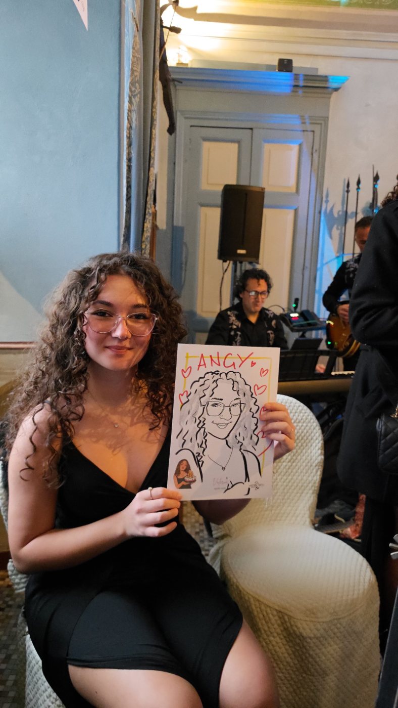 Invitata con la caricatura alla festa dei 18 anni al Castello dei Solaro